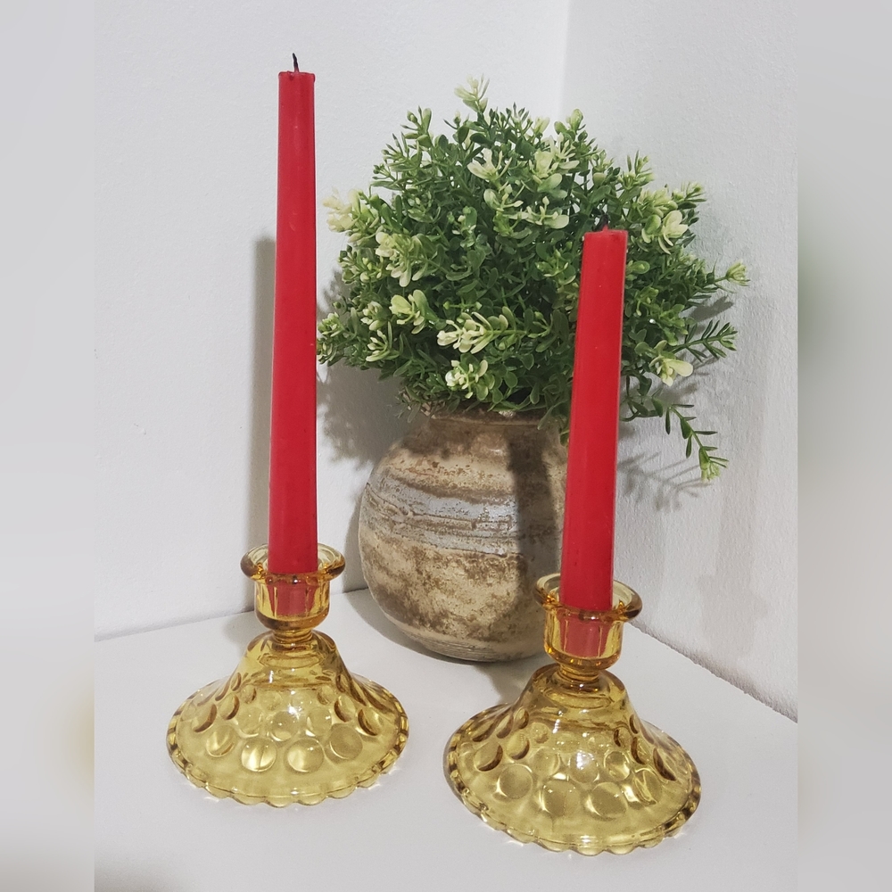 Vintage Hazel Atlas Eldorado Candle Holder,  set of 2